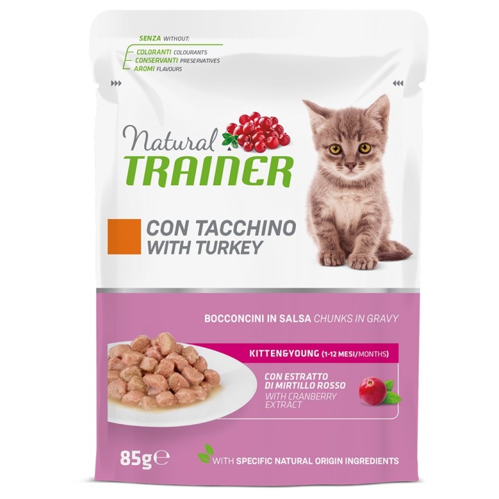 Natural Trainer Kitten & Young  - 12 x 85 g Truthahn