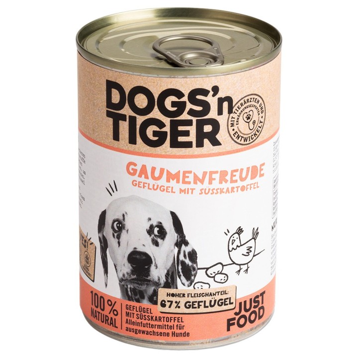 Dogs'n Tiger Adult 6 x 400 g - Geflügel & Süßkartoffel