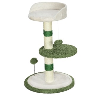 PawHut Katzenbaum Klein 64H cm Kratzbaum mit Liegefläche & Spielball für kleine Katzen Sisal in Grün   Aosom.de
