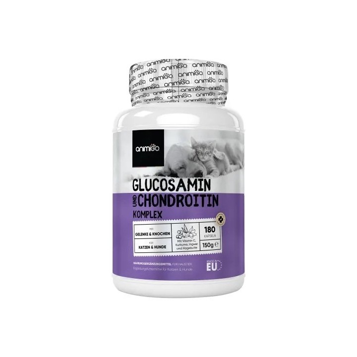 Glucosamin  &amp, und  Chondroitin für Hunde &amp, Katzen - 180 Kapseln - Premium Ergänzung zur Gelenkpflege