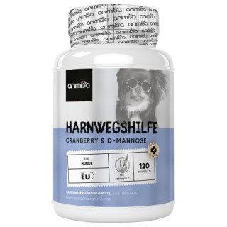 Harnwegshilfe für Hunde - 120 Cranberry Kapseln mit D Mannose - Für Harnblase &amp, Niere