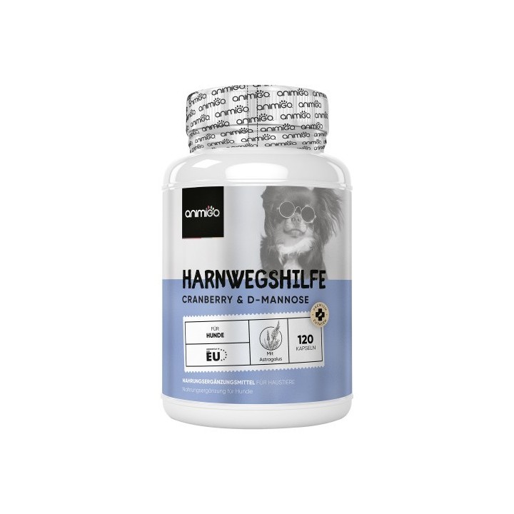 Harnwegshilfe für Hunde - 120 Cranberry Kapseln mit D Mannose - Für Harnblase &amp, Niere