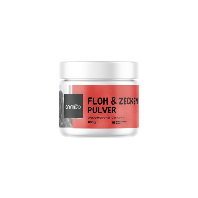 Zecken &amp, Flohschutz Hund &amp, Katze - 100g Pulver - Zecken Abwehr &amp, flohschutz bei Katzen und Hunden - Animigo