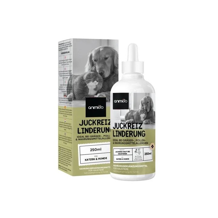 Juckreizlinderung - 250ml Lösung - für Hunde &amp, Katzen ständig kratzende, trockene &amp, juckende Haut - Natürliches Hautp