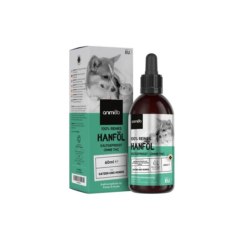 Bio Hanföl für Katzen und Hunde  60 ml  Omega-3, -6 und -9  Jetzt bestellen