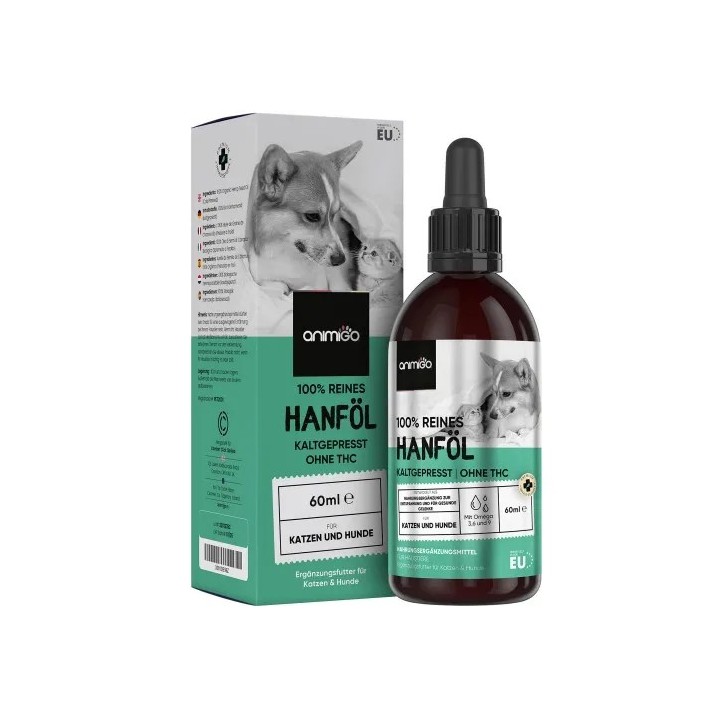 Bio Hanföl für Katzen und Hunde  60 ml  Omega-3, -6 und -9  Jetzt bestellen