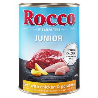 Top-Angebot Rocco Junior 24 x 400 g - Rind mit Huhn und Kartoffeln