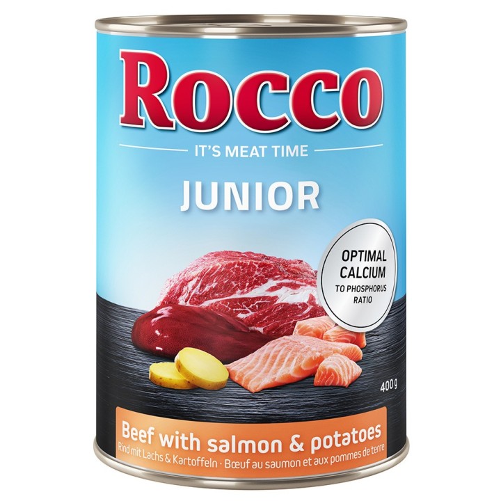Top-Angebot Rocco Junior 24 x 400 g - Rind mit Lachs und Kartoffeln