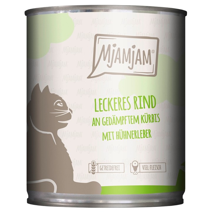 Sparpaket MjAMjAM 24 x 800 g - leckeres Rind an gedämpftem Kürbis