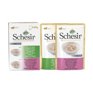 Schesir Jelly Pouch 6 x 85 g - Mix Huhn + Huhn mit Schinken