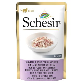 Schesir Jelly Pouch 6 x 85 g - Thunfisch mit Huhn und Schinken
