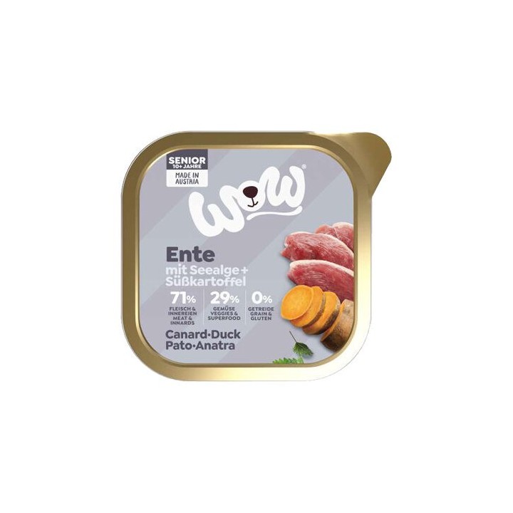 WOW! Hundefutter Senior - Schale - Ente - 11 x 150 g