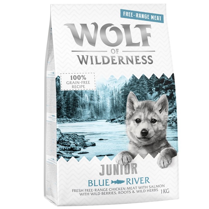 Wolf of Wilderness Junior "Blue River" - Freilandhuhn & Lachs - Sparpaket: 5 x 1 kg