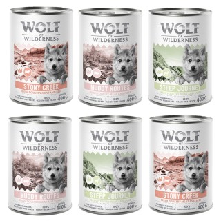 Wolf of Wilderness Junior - mit viel frischem Geflügel 6 x 400 g - Mixpaket