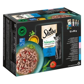 Sheba Nature's Collection in Sauce 96 x 85 g - Fisch Variation (Thunfisch, Lachs, Kabeljau, Hochseefisch)