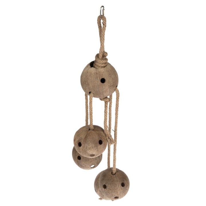TIAKI Kokosnuss-Vogelspielzeug Swing & Forage - ca. L 84 x Ø 21 cm