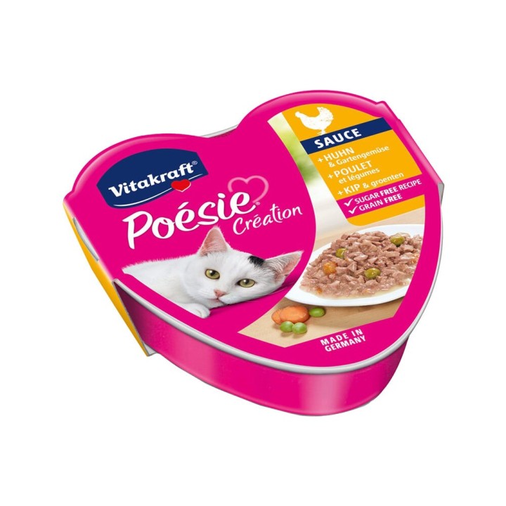 Vitakraft Poésie - Schälchen - Huhn & Gemüse in Sauce - 15 x 85 g