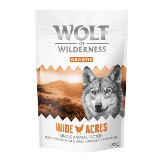 Sparpaket 3 x 180 g: Wolf of Wilderness Snack - Wild Bites - Wide Acres - Huhn (Monoprotein)