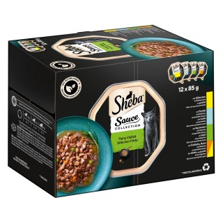 Sparpaket Sheba Varietäten Schälchen 144 x 85 g - Sauce Collection (Kaninchen, Forelle, Huhn, Truthahn & Huhn)