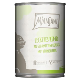 MjAMjAM 6 x 400 g - leckeres Rind an gedämpftem Kürbis
