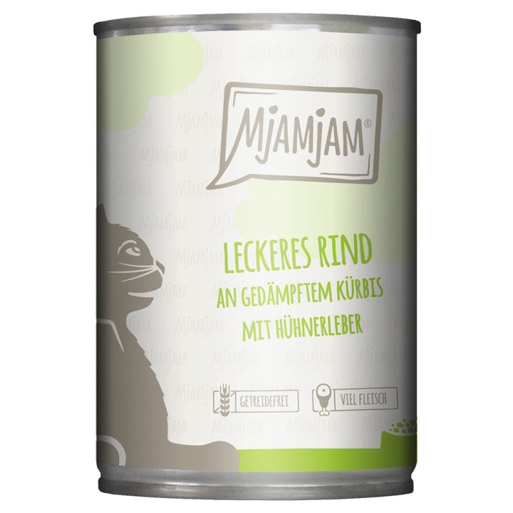 MjAMjAM 6 x 400 g - leckeres Rind an gedämpftem Kürbis