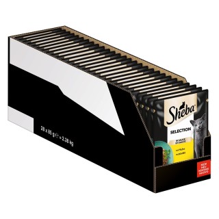 Megapack Sheba Varietäten Frischebeutel 28 x 85 g - Selection in Sauce mit Huhn