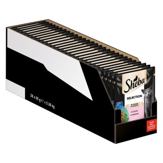 Megapack Sheba Varietäten Frischebeutel 28 x 85 g - Selection in Sauce mit Lachs