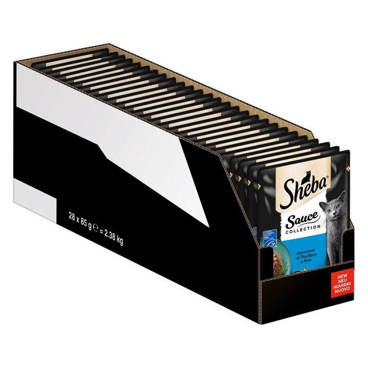 Megapack Sheba Varietäten Frischebeutel 28 x 85 g - Sauce Lover mit Thunfisch
