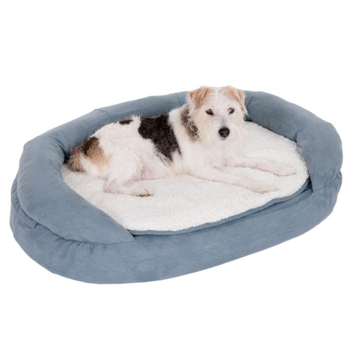 Hundebett Memory oval, grau-blau - L 100 x B 65 x H 22 cm