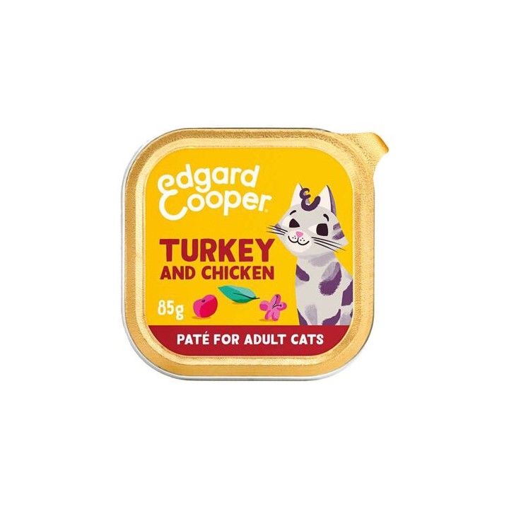Edgard & Cooper Erwachsene Katze - Truthahn und Huhn - Pastete - 16 x 85 g