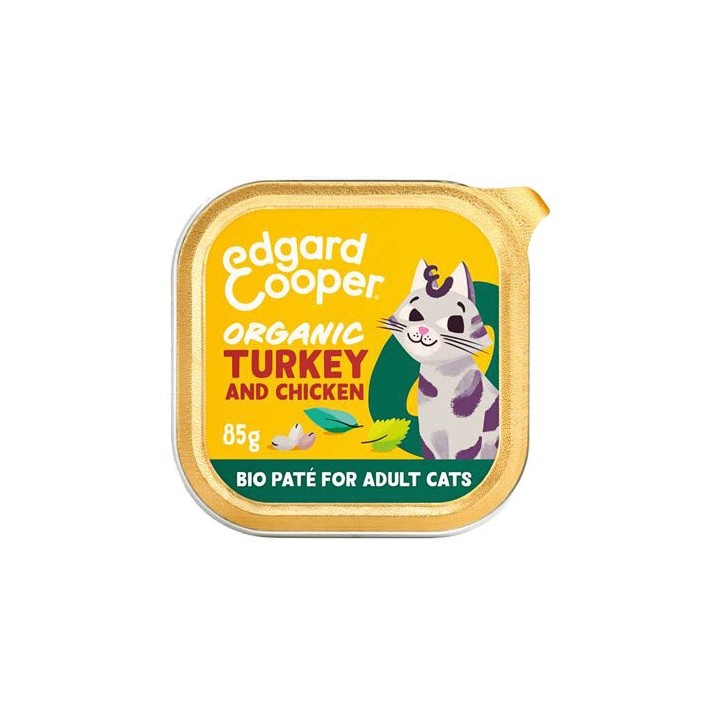 Edgard & Cooper Erwachsene Katze - Bio - Truthahn und Huhn - 16 x 85 g