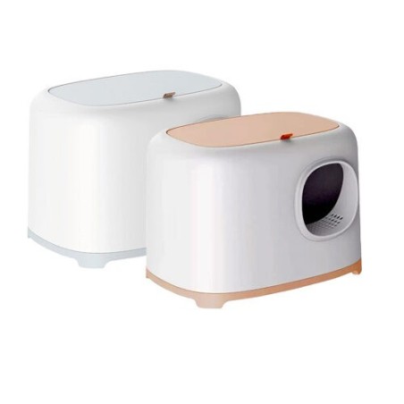 Petlux Clean Katzentoilette mit Deckel – Grau – L – 58 x 38 x 38 cm