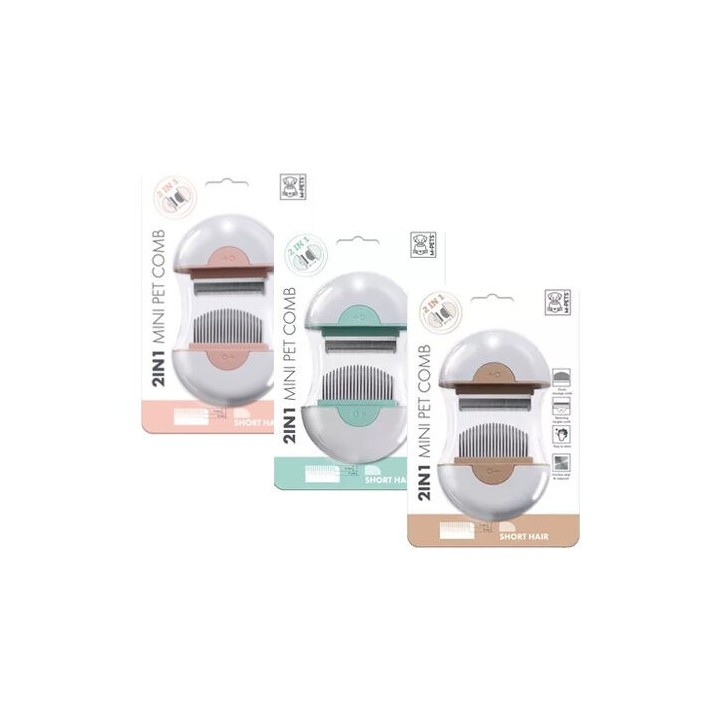M-Pets 2-in-1-Minikamm für kurze Haar - Rosa - 9 x 9 x 3 cm