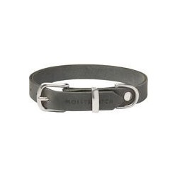 Molly &amp, Stitch Butter Leder Hundehalsband [Zeitlos Grau/Silber - L: 36 - 42 cm x 20 mm]