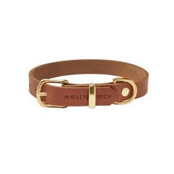 Molly &amp, Stitch Butter Leder Hundehalsband [Sahara Cognac/Gold - M: 32 - 38 cm x  20 mm]