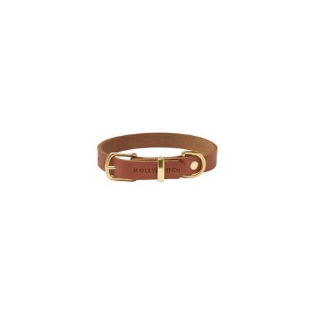 Molly &amp, Stitch Butter Leder Hundehalsband [Sahara Cognac/Gold - XL: 42 - 48 cm x 30 mm]
