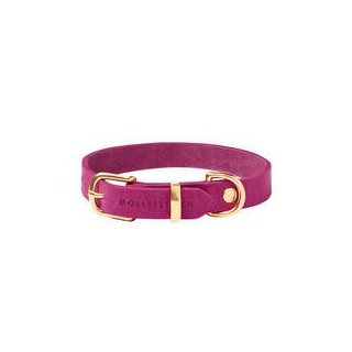 Molly &amp, Stitch Butter Leder Hundehalsband [Flamingo/Gold - S: 28 - 32 cm x 12 mm]