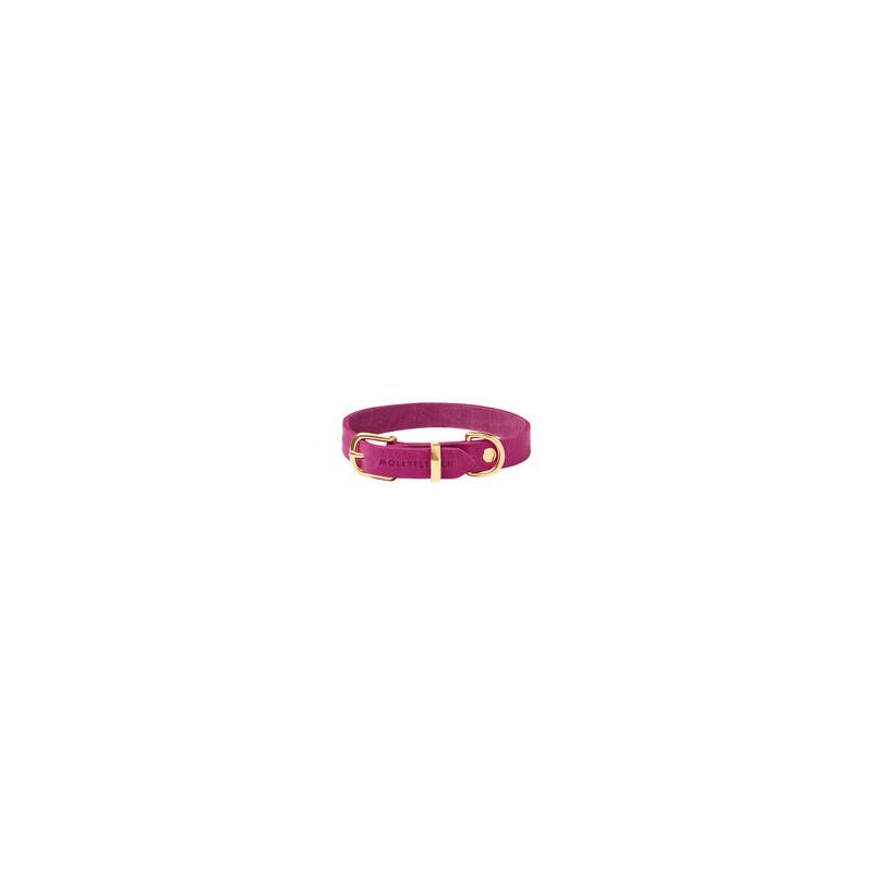 Molly &amp, Stitch Butter Leder Hundehalsband [Flamingo/Gold - S: 28 - 32 cm x 12 mm]