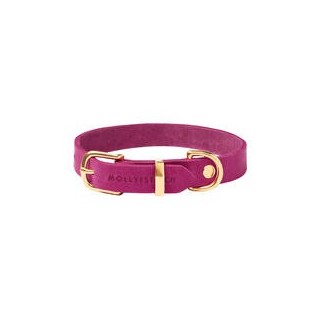 Molly &amp, Stitch Butter Leder Hundehalsband [Flamingo/Gold - M: 32 - 38 cm x  20 mm]