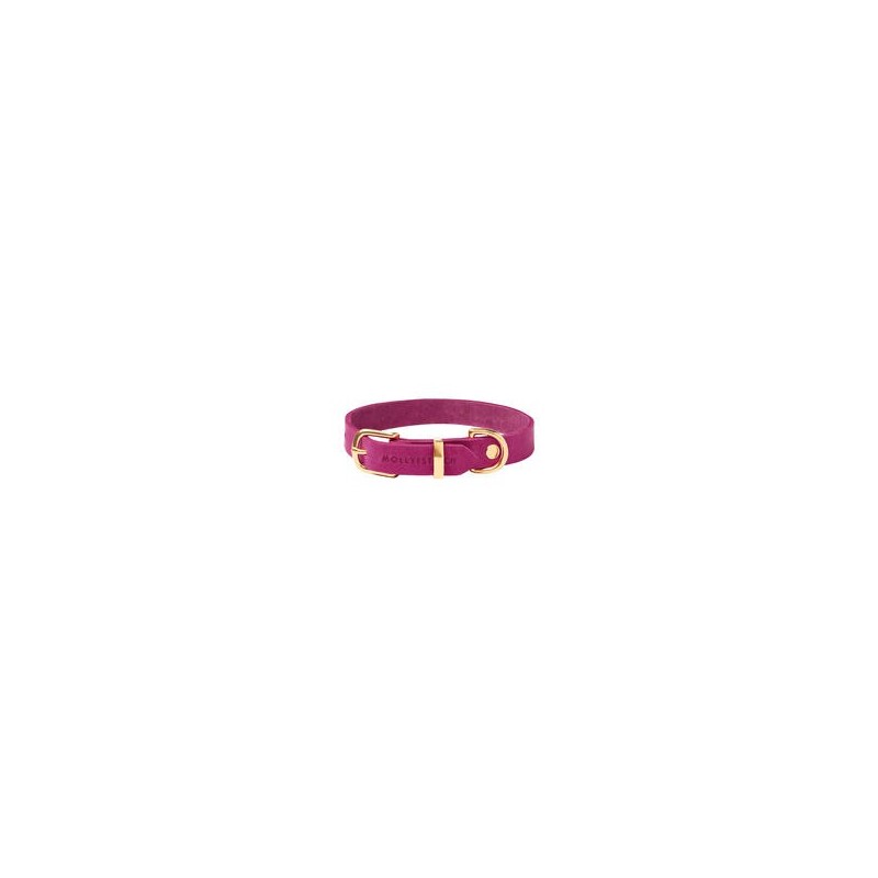 Molly &amp, Stitch Butter Leder Hundehalsband [Flamingo/Gold - M: 32 - 38 cm x  20 mm]