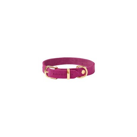 Molly &amp, Stitch Butter Leder Hundehalsband [Flamingo/Gold - M: 32 - 38 cm x  20 mm]
