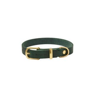 Molly &amp, Stitch Butter Leder Hundehalsband [Waldgrün/Gold - S: 28 - 32 cm x 12 mm]