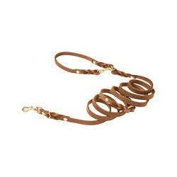 Molly &amp, Stitch Butter 3x verstellbare Leder Hundeleine [Sahara Cognac/Gold - 2 m x 16 mm]