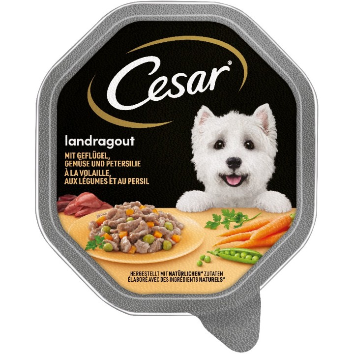 Megapack Cesar Schale 14 x 150 g - Landragout mit Geflügel, Gemüse und Petersilie in Sauce