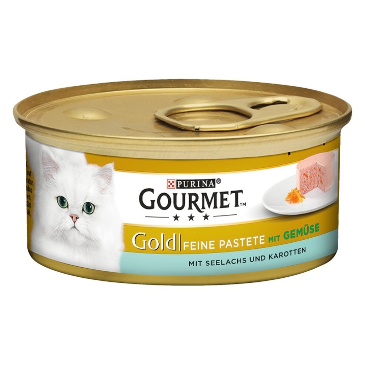 Gourmet Gold Feine Pastete 12 x 85 g - Seelachs & Karotte