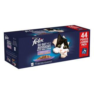 Felix "So gut wie es aussieht" Pouches 44 x 85 g - Huhn, Rind, Thunfisch, Lachs