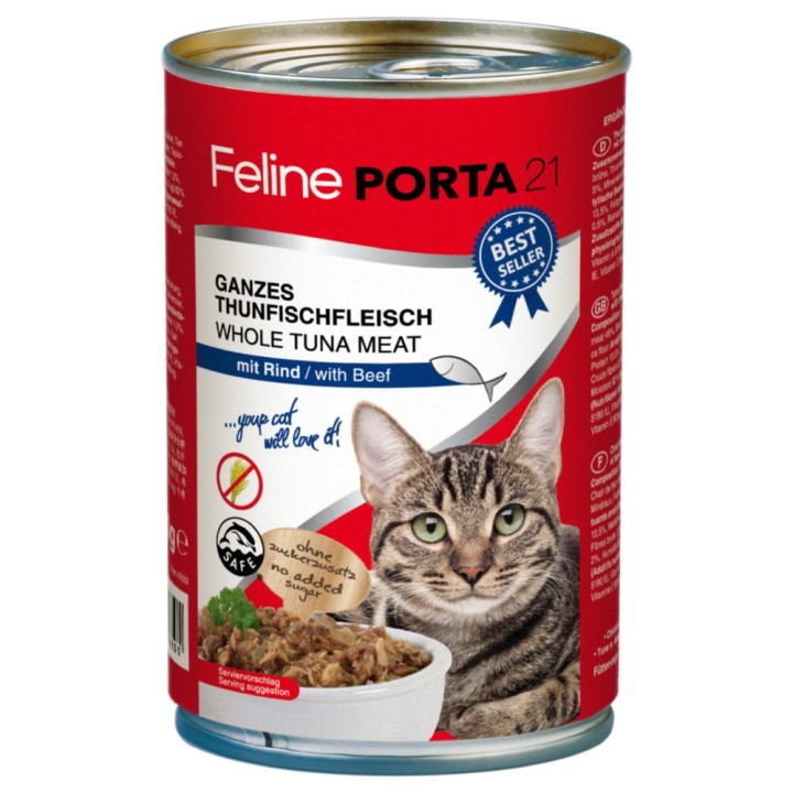 Feline Porta 21 6 x 400 g - Thunfisch mit Rind (getreidefrei)
