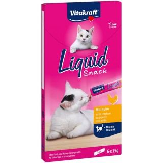 Vitakraft Cat Liquid-Snack mit Hähnchen + Taurin -Sparpaket 24 x 15 g