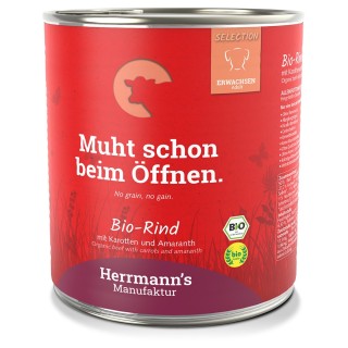 Herrmann´s Bio-Menü Sensitive 6 x 800 g - Bio-Rind mit Bio-Karotten und Bio-Amaranth