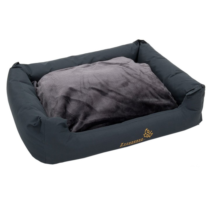 Hundebett Sleepy Time grey mit Kissen - L 120 x B 95 x H 30 cm